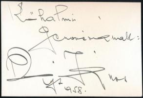 Rajz János (Reisz János Arnold) (1907-1981) Kossuth- és Jászai Mari-díjas színész autográf aláírása ...