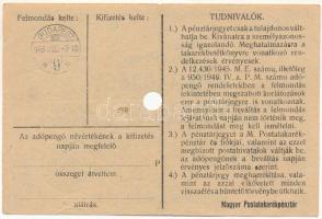 1946. 10.000.000AP nem kamatozó Pénztárjegy "D 031365" "Másra át nem ruházható" ...