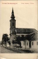 1916 Bácsfeketehegy, Feketic; Evangélikus templom, Fő utca. Freund kiadása / Lutheran church, main street (EK)