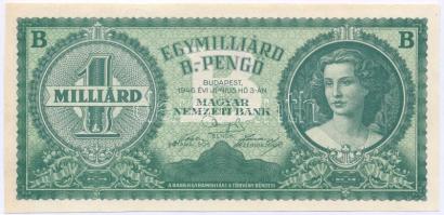 1946. 1.000.000.000BP T:AU néhány kis hajlás, vágáshiba / Hungary 1946. 1.000.000.000 Billion Pengő C:AU some small bends, cutting error Adamo P40