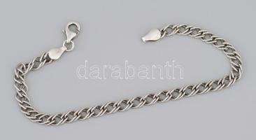 Ezüst (Ag) bordázott duplaszemes karkötő, h: 19,5 cm, jelzett, nettó 5,2g