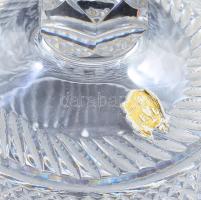 Régi német ólomkristály fedeles pralinékínáló, címkével jelzett, hibátlan, d: 14,5 cm, m: