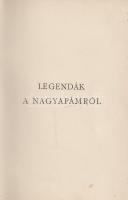 Kiss József: 
Legendák a nagyapámról. [Versek.] A költő arczképével, rajzolta Vadász Miklós.
Budap...