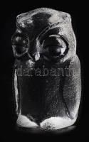 Skandináv kristály bagoly asztaldísz, jelzés nélkül, hibátlan, 10x6 cm