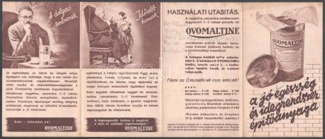 ca 1930 Ovomaltine négyrét kihajtható képes reklám nyomtatvány