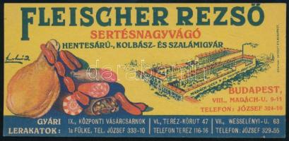 Fleischer Rezső sertésnagyvágó, hentesárú-, kolbász- és szalámigyár számolócédula