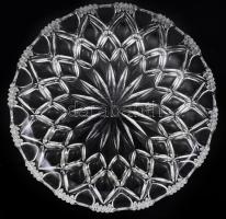 Ólomkristály kínáló, köszörült és préselt mintával, jelzés nélkül, hibátlan, d: 20 cm, m: 8,5 cm