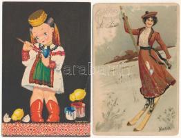 41 db RÉGI és közte néhány MODERN sérült, rossz állapotú képeslap, közte színészek, Disney, Patz Kat...