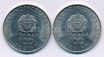 1980. 100Ft Ni "Szovjet-magyar közös űrrepülés" (2x) T:AU Adamo EM61
