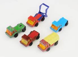 5 darab Atlas Truck fém játékautó, hiányos, h: 6 cm