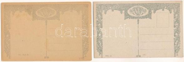 2 db RÉGI magyar folklór művészlap, üdvözlőlap s: Undi Mariska