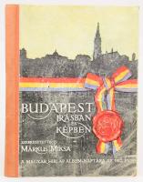 1912 Budapest írásban és képben. A Magyar Hírlap naptár-albuma az 1912-ik esztendőre. Szerk.: Márkus Miksa. Bp., [1911], Magyar Hírlap,(Nap-ny.), 166+ 42 p. Rendkívül gazdag fekete-fehér szövegközti képanyaggal, rajzokkal illusztrált. Izgalmas korabeli reklámanyaggal (167. p. oldaltól.) 1?16. p. naptárrész, utána a címben jelzett tartalom. Fejezetcímek az albumból: Budapest története, A mai Budapest, A Városháza, Budapesti panoptikum, A Parlament, Budapest művészeti élete a multban és ma, Budapest színházai, Fővárosi üzemek, Harsányi Zsolt, Herczeg Ferenc, Koronghy Dénes, Lendl Adolf, Molnár Ferenc és mások írásaival. A [177]. oldalon neves személyek aláírásmintáival. Kiadói, Bér Dezső (1875?1924) rajzával illusztrált félvászon kötésben, kopott borítóval. Ritka!