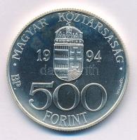 1994. 500Ft Ag "Integráció az Európai Unióba" kapszulában, tanúsítvánnyal T:BU ujjlenyomatos, kis patina Adamo EM130