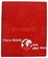 "Münz Briefe aus aller Welt" piros, plüssborítású, négygyűrűs album tokban, 35db osztás nélküli berakólappal. Jó állapotban