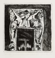 Halmos Klára (1953-): Kaposvári portálok II., 2002. Rézkarc, aquatinta, papír, jelzett, művészpéldány EA V/XV számozással. 20x20 cm