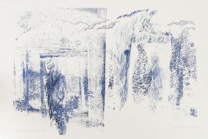 Kádár Katalin (1951-): Égbelépők. Szitanyomat, papír, jelzett, számozott (4/24), 29×41 cm