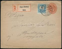1895 Ajánlott levél 5kr díjjegyes boríték + 10kr bélyeggel "JÁSZBERÉNY" - "BUDAPEST / FŐPOSTA"