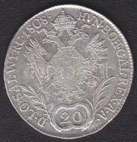 Ausztria/magyar verdejel 1808B 20Kr Ag II.Ferenc T:2/3