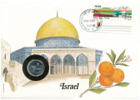 Izrael 1982. 1/2Sh Cu-Ni felbélyegzett borítékban, bélyegzéssel T:UNC Israel 1982. 1/2 Sheqel Cu-Ni in envelope with stamp and cancellation C:UNC