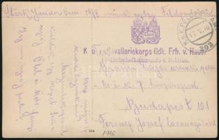 1916 Tábori posta képeslap "Kavalleriekorps Gdk. Frh. v. Hauer" +"FP 202"