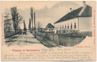 1903 Vrginmost, Gvozd; iskola / school + "K.u.k. Milit. Post Mostar" (EK)