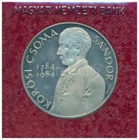 1984. 100Ft alpakka "Kőrösi Csoma Sándor" eredeti műbőr tokban, tanúsítvánnyal T:PP, patina Adamo EM78