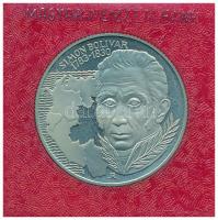 1983. 100Ft alpakka "Simon Bolivár" eredeti műbőr tokban, tanúsítvánnyal T:PP, kis patina Adamo EM73