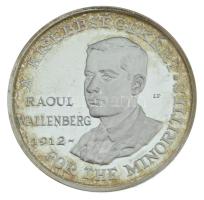 Lebó Ferenc (1960-) 1990. "Magyar Külkereskedelmi Bank - Raoul Wallenberg Egyesület / A kisebbségekért" kétoldalas jelzett Ag emlékérem dísztokban (36g/0.925/42.5mm) T:PP, patina