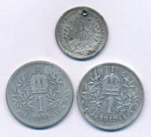 Ausztria 1872. 10kr Ag "Ferenc József" + 1894-1912. 1K Ag "Ferenc József" (2xklf) T:VF-F egyiken lyuk Austria 1872. 10 Kreuzer Ag "Franz Joseph" + 1894-1912. 1 Corona Ag "Franz Joseph" (2xdiff) C:VF-F one with hole Krause KM#2206, 2804, 2820,