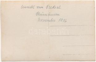 1916 Predeál, Predeal; Erdély és Románia határán télen, osztrák-magyar katonák, megrongálódott házak...