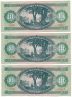 1969. 10Ft (3x) sorszámkövetők "A 899 033071 - A 899 033073" T:XF, hullámos papír
Adamo F...