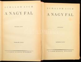 Schalom Asch: A nagy fal. Bp.,(1938.), Tábor. 309p.; 282p.. Kiadói aranyozott félbőr-kötés, kissé kopott borítóval.