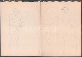 Jelzés nélkül: Női akt tanulmányok, 4 db. Toll, papír, 28x20 cm körüli méretben.