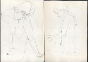 Jelzés nélkül: Női akt tanulmányok, 4 db. Toll, papír, 28x20 cm körüli méretben