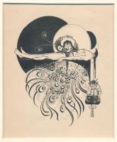Sarkadi Emil (1881-1908): Illusztráció (Oscar Wilde: Salome c. műhöz), nyomat, papír, jelzés nélkül, paszpartuban, 10×8 cm