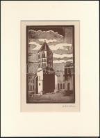Gáborjáni Szabó Kálmán (1897-1955): Szeged, Keresztelő Kápolna. Fametszet, papír, jelzett a fametsze...