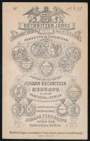 cca 1880 Elegáns hölgy portréja, vizitkártya Rechnitzer János újvidéki (Novi Sad, Neusatz) műtermébő...