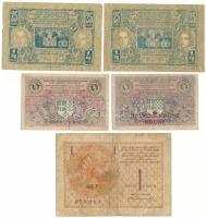 Szerb-Horvát-Szlovén Királyság DN(1919) 1/2D piros "2K" felülbélyegzéssel és nélküle (2xklf) + 1D + 1921. 25p (1/4D) T:VG, pici szakadások, közte VF Kingdom of the Serbs, Croats and Slovenes ND(1919) 1/2 Dinar with and without red "2 Kruna" overprint (2xdiff) + 1 Dinar + 1921. 25 Para (1/4 Dinar) C:VG, tiny tears, in it an VF