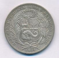 Peru 1934. 1S Ag T:XF Peru 1934. 1 Sol Ag C:XF Krause KM#218.2