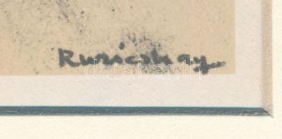 Ruzicskay György (1896-1993). Női akt. Algráfia, papír, jelzett a nyomaton, paszpartuban, 24,5×18,5 ...