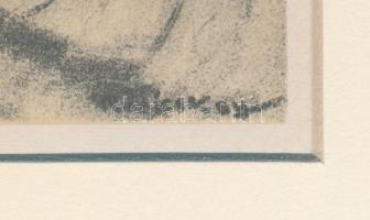 Ruzicskay György (1896-1993). Társaság. Algráfia, papír, jelzett a nyomaton, paszpartuban, 24,5×18,5...