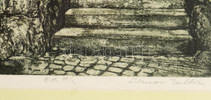 Simon Zoltán (1950-): Szentendre. Rézkarc, papír, jelzett. Művészpéldány EA. III./I. számozással. Üv...