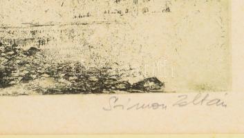 Simon Zoltán (1950-): Pap-sziget. Rézkarc, papír, jelzett. Művészpéldány EA. IV./II. számozással. Üv...