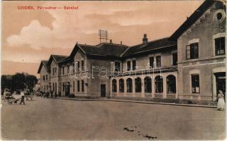 Újvidék, Novi Sad; Pályaudvar, vasútállomás. Hohlfeld J. kiadása / Bahnhof / railway station (kopott élek / worn edges)