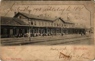 1903 Szabadka, Subotica; Vasútállomás. Kúnn József kiadása / railway station (fl)