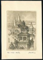 Vertel József (1922-1993): Mátyás templom BUÉK 82. Rézkarc, papír, jelzett, 9x6,5 cm