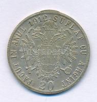 1910. 20kr "Veretett 1910 évben ezüstözött" kétoldalas fém játékpénz magyar és román felir...