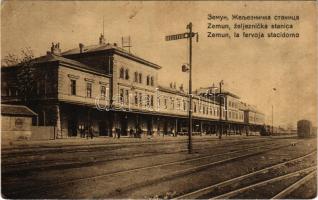 1940 Zimony, Semlin, Zemun; Kolodvor / vasútállomás, vonat / Bahnhof / railway station, train (EK)