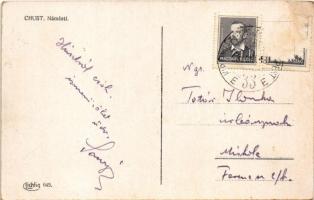 1939 Huszt, Chust, Khust; Fő tér, autóbusz, Beregi-Munkácsi Bank, Weinberger zsidó kóser üzlete / Ná...