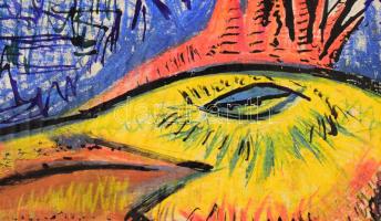 Swierkiewicz Róbert (1942-2019): Kakas fej, 1958. Kréta, tus, papír, jelzett a hátoldalán. Paszpartu...